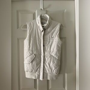 Women’s LACOSTE Quilted Puffer Jacket Vest Size 36 off White/cream Full Zip